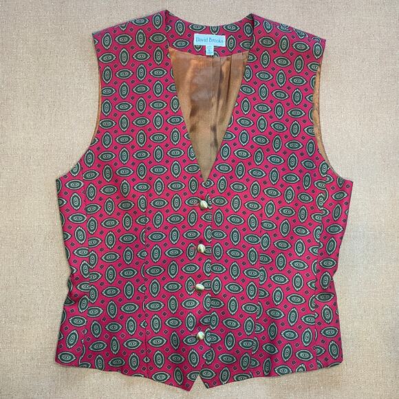 Vintage David Brooks Vest Classic Tailored Paisley Lined Preppy Academia size 6 - Picture 6 of 9